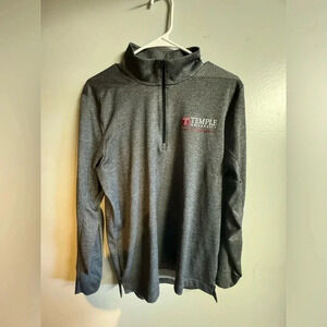 Temple University men's Nike Dri-Fit Embroidered‎ 1/4 Zip Pullover large grey